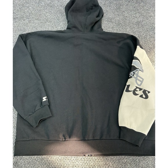 Philadelphia Eagles Women's 2XL Starter Black Full-Zip Hoodie Sweatshirt Relaxed - Picture 5 of 9